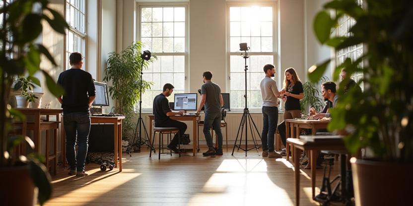 Sterling Capture Studios team collaborating in a sunlit London studio