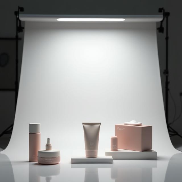 Product setup with lighting in professional studio