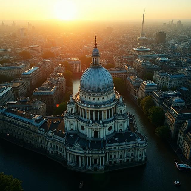 Aerial drone shot of London landmark